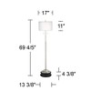 Possini Euro Design Roxie Modern Floor Lamp with Black Riser 65 1/2" Tall Brushed Nickel Sheer Linen Double Drum Shade for Living Room Bedroom Office - 4 of 4