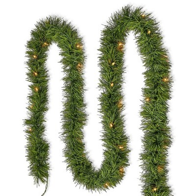 WOPET 25ft Pre-Lit Artificial Christmas Garland with Warm White Lights - Battery Operated Indoor/Outdoor Decor for Fireplace, Mantel & Holidays
