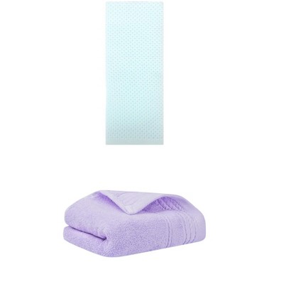 REGALWOVEN Solid Stripe Pattern Bathroom Face Hand Towels 14" x 30"/13" x 30" 2 Pcs