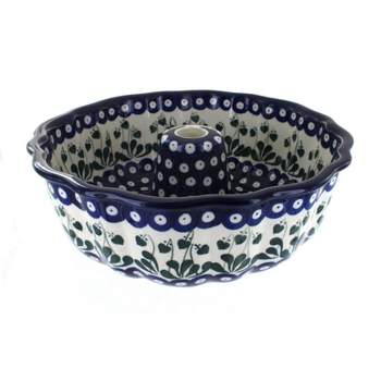 Blue Rose Polish Pottery A55 Ceramika Artystyczna Ring Cake Pan