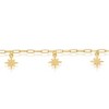 Bella Silver Sterling Silver North Star Charms Paperclip Anklet - Gold Plated - Gold - 9+1 Inch - 2 of 3