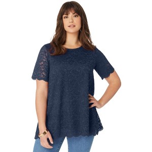 Roaman's Allover Lace Swing Tee - 1 of 4