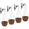 vidaXL Hanging Basket Brackets with Planters 4 pcs Black Steel - 2 of 4