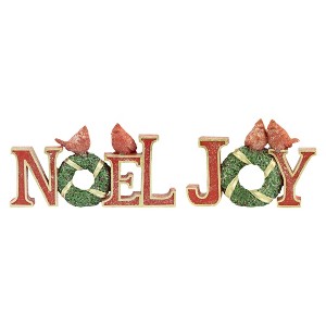 Northlight Cardinals on Wreaths "Joy" and "Noel" Christmas Display Signs - 10" - Set of 2 - 1 of 4