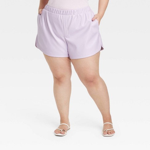 Women's High-Rise Faux Leather Shorts - A New Day™ Lavender 2X