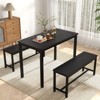 Aukfa Dining Table Set for 4, Kitchen Room Table Set with 2 Benches, 3-Piece Dining Chairs Set for Breakfast Nook, Black - 2 of 4