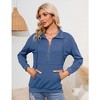 Women's Casual Long - Sleeve Collared Half - Zip Pullover Sweatshirt, Comfortable Top for Daily and Sports Wear - 3 of 4