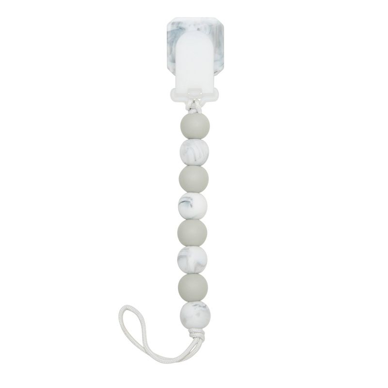 Loulou Lollipop Lolli Soother Holder in Silicone Clip - Marble Gray, 2 of 8