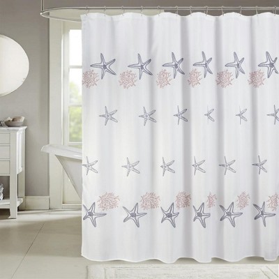 RT Designers Collection Seastar Embroidered Stylish Shower Curtain 70" x 72" Coral