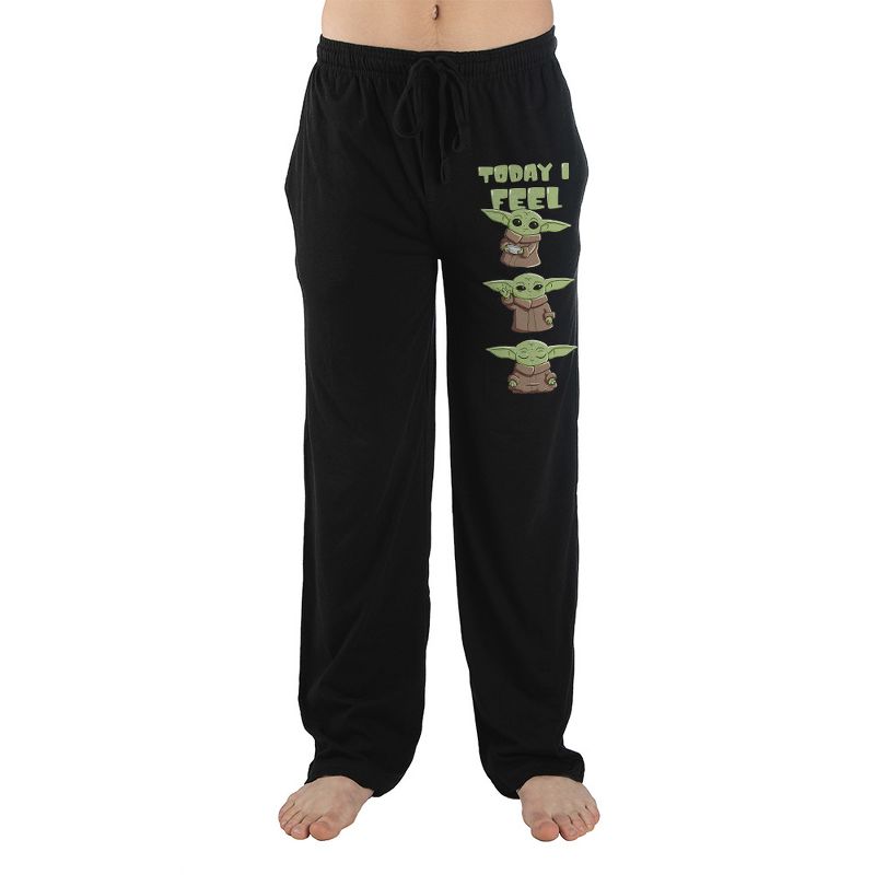 Star Wars Baby Yoda Today I Feel Graphic Mens Black Sleep Pajama Pants, 1 of 2