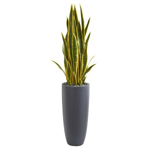 Nearly Natural 4.5-ft Sansevieria Artificial Plant in Gray Planter - 1 of 1