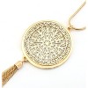 Long Necklaces for Woman Disk Circle Pendant Necklaces Tassel Fringe Necklace Set Statement Pendant - 3 of 4