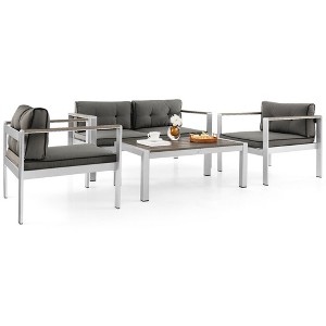 Tangkula 4 pieces patio furniture set conversation set patio furniture outdoor conversation set - 1 of 4