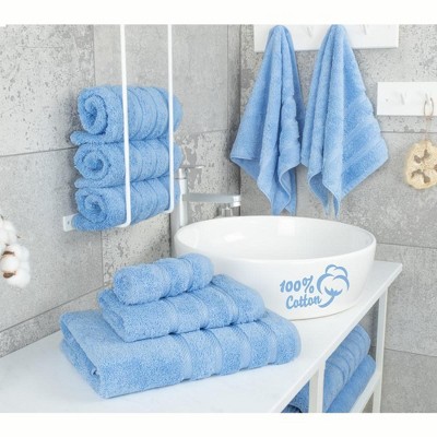 Sky Blue Turkish Cotton 6-Piece Towel Set