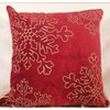 Red Velvet Holiday Throw Pillow 20x20 with Gold Snowflake Embroidery and Insert - 4 of 4