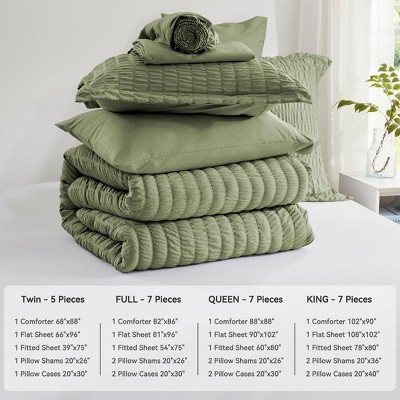 Der Rose BALHAM TRADE-Queen Size 7 Pieces Olive Green Seersucker All Season Bedding Set, All Season Bedding Sets Light Purple-Queen 88"x88" — фото 2