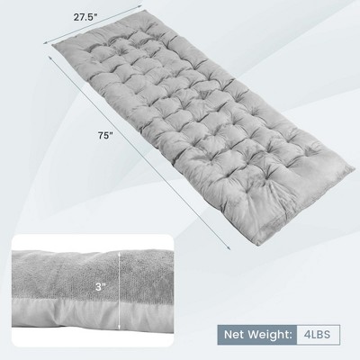 Gray Crystal Velvet Rectangular Camping Cot Pad with Foam Filling