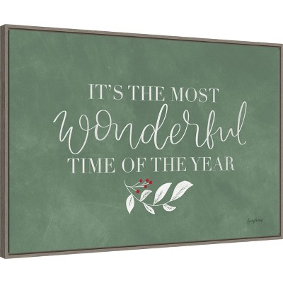 Green Christmas IV Canvas Framed Wall Art 33" x 23"