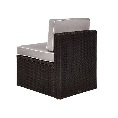 Palm Harbor Gray Outdoor Wicker Center Chair with Steel Frame