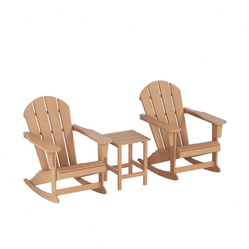 WestinTrends 3 Piece set Outdoor Patio Poly Adirondack rocking chairs with side table, 3 of 4