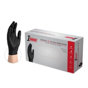 1st Choice 6 Mil Black Disposable Nitrile Gloves - Medium Duty, Industrial Grade - Perfect for Cooking, Household Cleaning & Automotive Use - 1 of 4