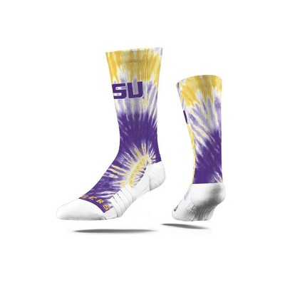 NCAA LSU Tigers Tie-Dye Adult Crew Socks - M/L