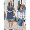 INSPIRE CHIC Women's Denim V Neck Cap Sleeve Loose Casual Tunic Jean Mini Dresses - 2 of 4