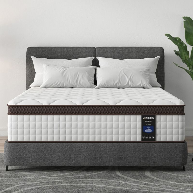 Kescas Euro Top 8" Individually Pocket Innerspring Hybrid Mattress Twin Size, 1 of 10