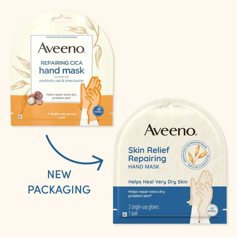 Aveeno Repairing CICA Hand Mask with Prebiotic Oat & Shea Butter for Extra Dry Skin, Fragrance-Free , 4 of 14
