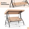 Costway 3-Seat Patio Swing with Canopy with Removable Cushions & Side Pockets Stand Black/Gray/Red/Brown/Beige - 3 of 4