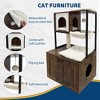 Litter Box Enclosure with Cat Tree, 2 in 1 Cat Tower with Scratching Post & Hammock, Wooden Cat House Furniture, Hidden Litter Box Furniture - 4 of 4