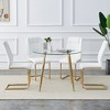 5-Piece Dining Set with Glass Table and 4 PU Armless Chairs - 4 of 4