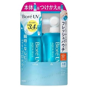 Biore UV Aqua Rich Watery Essence Sunscreen SPF 50+ PA++++ (120g. Pouch + 120g Pouch Refill) JAPAN (2 piece KIT) | Sun Protection - 1 of 4