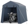 7x10FT Portable Outdoor Storage Shed with 2 Roll-Up Zipper Doors & Vents,Waterproof PE Tarp,UV-Resistant Carport for Motorcycle,Firewood,Tools-Gray - 2 of 4