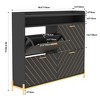 RISOKEYS Freestanding Shoe Storage Cabinet with 4 Flip Drawers,and doors shoe cabinets with Metal Legs & 2 Open Shelves for Entryway， - 3 of 4