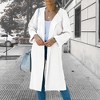 Women's Lapel Shacket Sweater with Bell Sleeves and Open Front Cardigan, Longline Knit Casual Coats with Side Slit for Winter,White - XL - 3 of 4