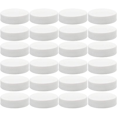 Cornucopia Brands Regular Mouth Plastic Mason Jar Lids, Unlined, 24pk; Standard Size 70-450 White Plastic Caps for Mason Jars