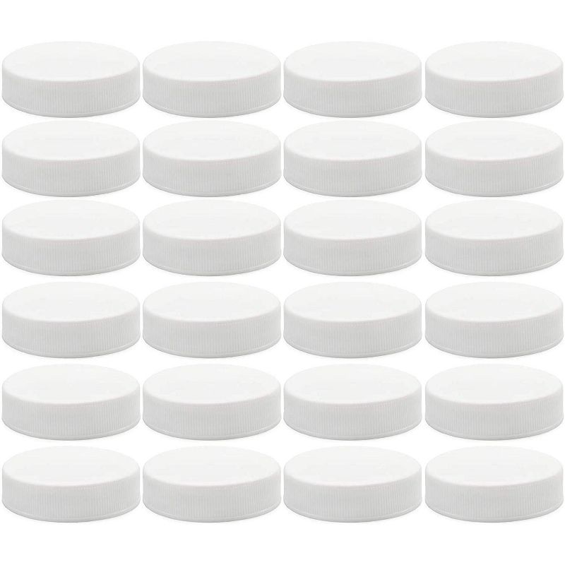 Cornucopia Brands Regular Mouth Plastic Mason Jar Lids, Unlined, 24pk; Standard Size 70-450 White Plastic Caps for Mason Jars, 1 of 8