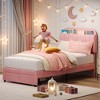 Twin Bed Frame for Kids - Storage Headboard & Drawer Underneath, Noise Free, Upholstered Platform Bed with Wooden Slats Support - 3 of 4