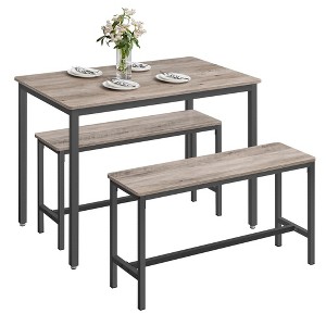 VASAGLE Dining Table Set for 4, Kitchen Table with 2 Benches, 27.6 x 43.3 x 29.5 Inches Dining Room Table, 11.8 x 38.2 x 19.7 Inches Bench - 1 of 4