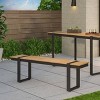 Cibola Outdoor Aluminum Dining Bench - Natural/Gray - Christopher Knight Home - 2 of 4