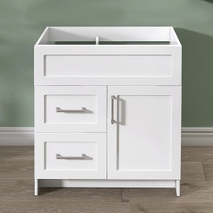 Bath Vanity Cabinet without Top 30 in. W x 21.5 in. D x 33.5 in. H Bathroom Vanity in White with Brushed Nickel Handle - 1 of 4