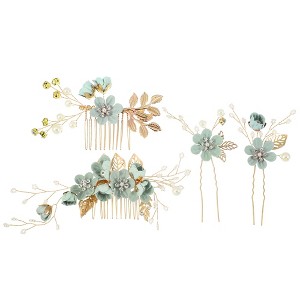 Unique Bargains Women's Bride Wedding Rhinestone Hair Combs 4 Pcs - 1 of 4