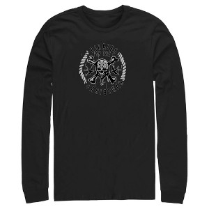 Men's Pirates of the Caribbean: Curse of the Black Pearl Black and White Rope Skull Logo Long Sleeve Shirt - 1 of 4
