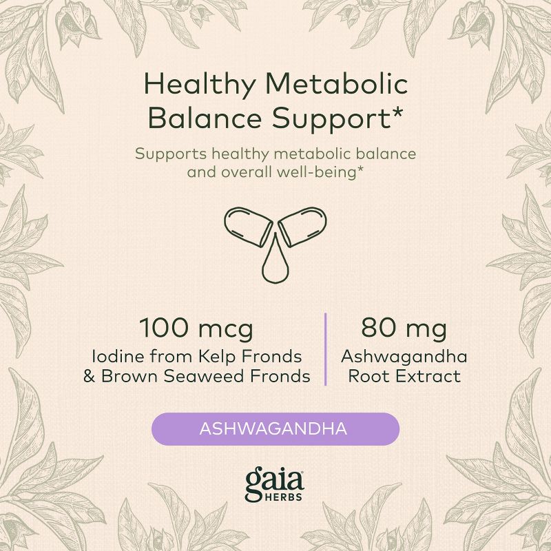 Gaia Herbs Thyroid Support - Made with Ashwagandha, Kelp, Brown Seaweed, and Schisandra, 3 of 9