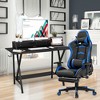 Costway Gaming Desk&Massage Gaming Chair Set w/ Footrest Monitor Shelf Power Strip Blue - image 3 of 4