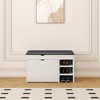 Vynxaria White Black Shoe Bench with Soft Cushion and Hidden Storage - 2 of 4
