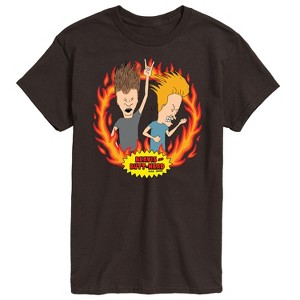 Men's - Beavis & Butthead - Rock n' Roll Flames Short Sleeve Graphic T-Shirt - 1 of 4