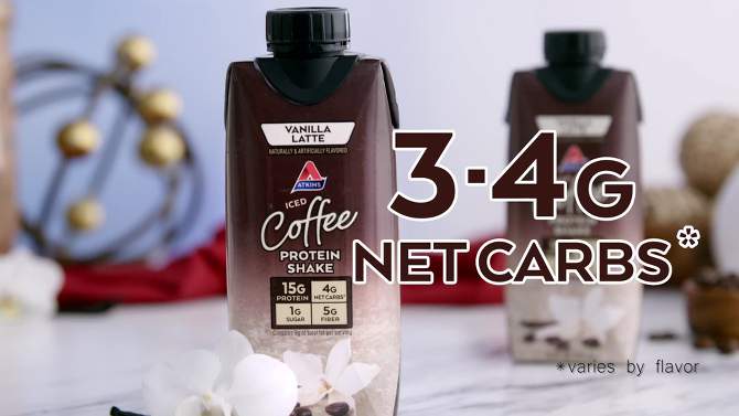 Atkins Caf&#233; au Lait Iced Coffee Protein Shake - 4pk/44 fl oz, 2 of 14, play video