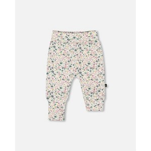 Deux par Deux Girl Organic Cotton Evolutive Pant Off-White Floral - 9 Months - 1 of 4